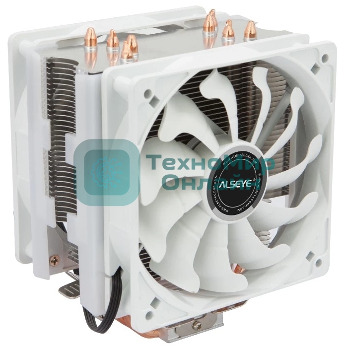Кулер для процессора Alseye S120D-W белый, 120 мм, алюминий/медь, 1700 об/мин, 38.8 дБ, 4 pin, 135 Вт, 153 мм