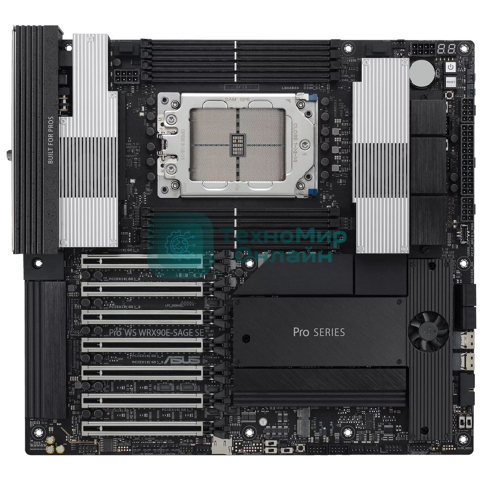 Материнская плата ASUS Pro WS WRX90E-SAGE SE, sTR5, AMD WRX90, 8xDDR5, 4xSATA, 4xM.2, 6xPCI-E 5.0 x16, 1xPCI-E 5.0 x8, 1xVGA, 2xMiniDP, 3x 10Gb LAN, 6xUSB-A 3.2 Gen 2, 1xUSB-A 2.0, 2xUSB-C USB4, 2x3.5 мм, 5.1, SSI EEB