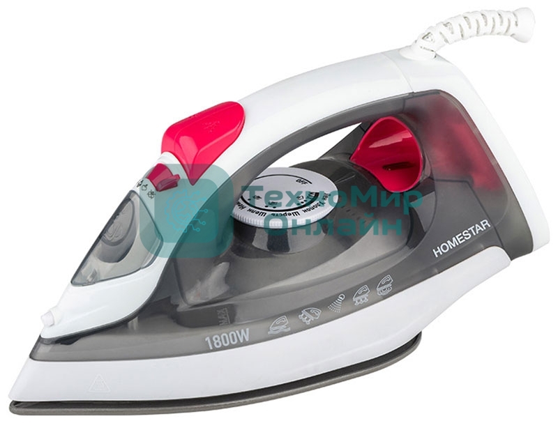 Утюг HomeStar HS-4012 серый (1800 Вт, пар, спрей, паровой удар, самоочистка, керам.подошва)