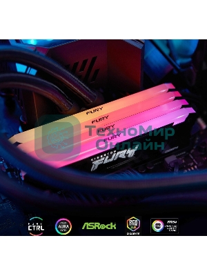 Оперативная память Kingston Fury Beast, DDR4, 16GB (2x8GB), 3600MHz, CL17, DIMM, с радиаторами, RGB, черный