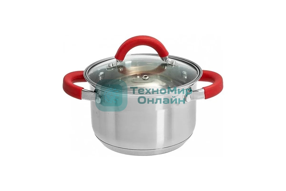 Кастрюля WEBBER BE-340/2 2,2 л, 16 см, нержавеющая сталь, индукция, со стеклянной крышкой