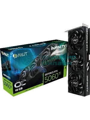 Видеокарта Palit PCI-E 5.0 RTX 5060Ti INFINITY 3 OC NVIDIA GeForce RTX 5060TI 16Gb 128bit GDDR7 2407/28000 HDMIx1 DPx3 HDCP Ret