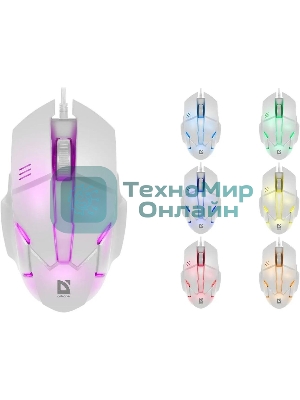 Мышь проводная Defender Host MB-982 белый, 1000 dpi, USB, кнопки - 3