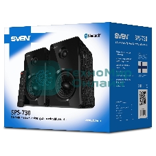 Акустическая система SVEN SPS-730 2.0 черные (2x25Вт, экокожа, USB/SD, пульт ДУ, Bluetooth)