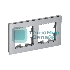 Рамка 2-местная IEK BRITE РУ-2-1-БрА металл алюминий