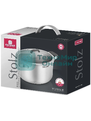 Кастрюля Rondell Stolz RDS-1753, 3.2 л, 20 см, с крышкой, сталь
