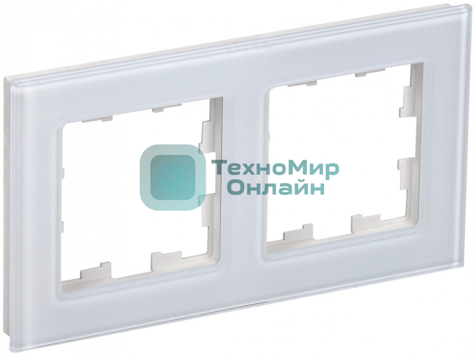 Рамка 2-местная IEK BRITE РУ-2-2-БрБ стекло белый