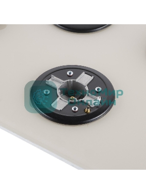 Газовая варочная панель Maunfeld EGHG.43.33CBG/G газ, ширина 45 см, 3 конфорки, WOK, чугунные решетки, газ-контроль, электроподжиг, бежевый