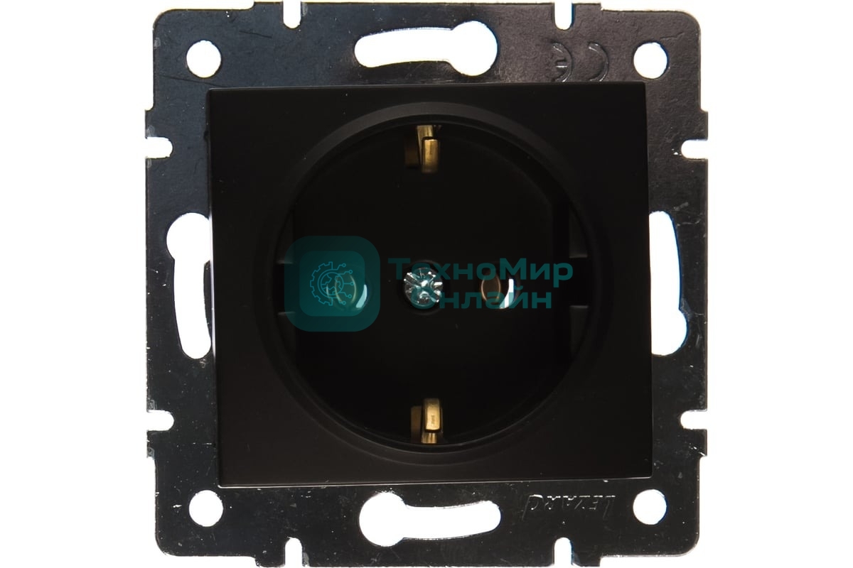 Механизм розетки 1-м СП KARINA защ. шторки с заземл. термопласт черный бархат LEZARD 707-4288-124B