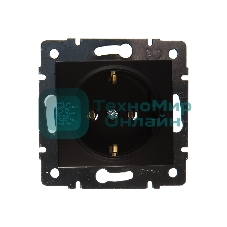 Механизм розетки 1-м СП KARINA защ. шторки с заземл. термопласт черный бархат LEZARD 707-4288-124B