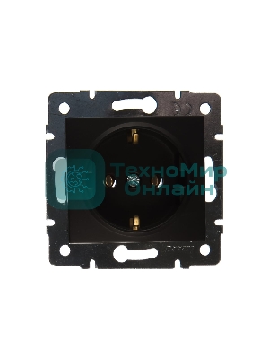 Механизм розетки 1-м СП KARINA защ. шторки с заземл. термопласт черный бархат LEZARD 707-4288-124B