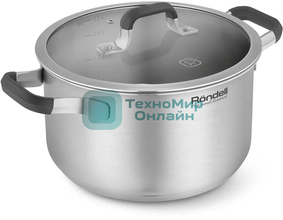 Кастрюля Rondell Stolz RDS-1753, 3.2 л, 20 см, с крышкой, сталь
