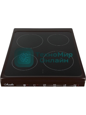 Плита электрическая Лысьва EF4004MK00 коричневый, конфорок 4 шт, духовка 57 л, 50 см x 84 см x 60 см (без крышки)