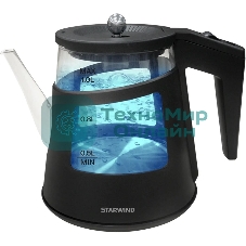 Чайник электрический Starwind SKG2113 1л. 1000Вт черный/прозрачный корпус: стекло