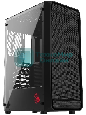 Компьютерный корпус Bloody BD-CC114 черный без БП ATX 8x120мм 1xUSB 2.0 1xUSB 3.0 audio bott PSU