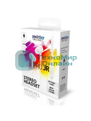 Наушники TWS Smartbuy Pro JR белый, вкладыши, Bluetooth, сенсорное управление, до 3 ч