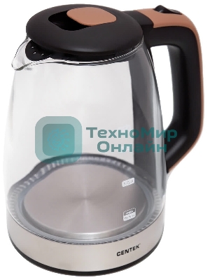 Чайник электрический Centek CT-0065 Beige стекло, 1.7 л 2200 Вт, LED-подсветка, мерная шкала, защита от вкл б/воды