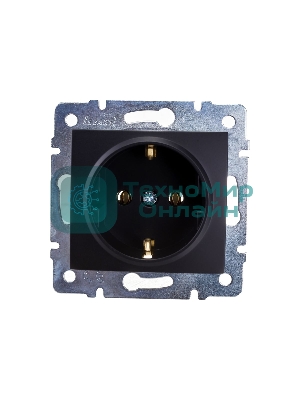 Механизм розетки 1-м СП KARINA защ. шторки с заземл. термопласт черный бархат LEZARD 707-4288-124B