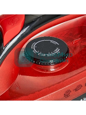 Утюг Аксинья КС-3004 черный с красным, 2200 Вт, 25 г/мин, 120 г/мин, 160 мл