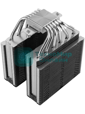 Кулер для процессора Thermalright Royal Pretor 130 (4-pin PWM, 158мм, Ni/Cu, 6x6мм, 1x120+1x130мм, 80.45CFM/81.88CFM, 29.4dBA/28.3dBA, 2150PM/1750RPM, S: 1200, 1700, 1851, 2011, 2066, 115X, AM4, AM5, silver, black)