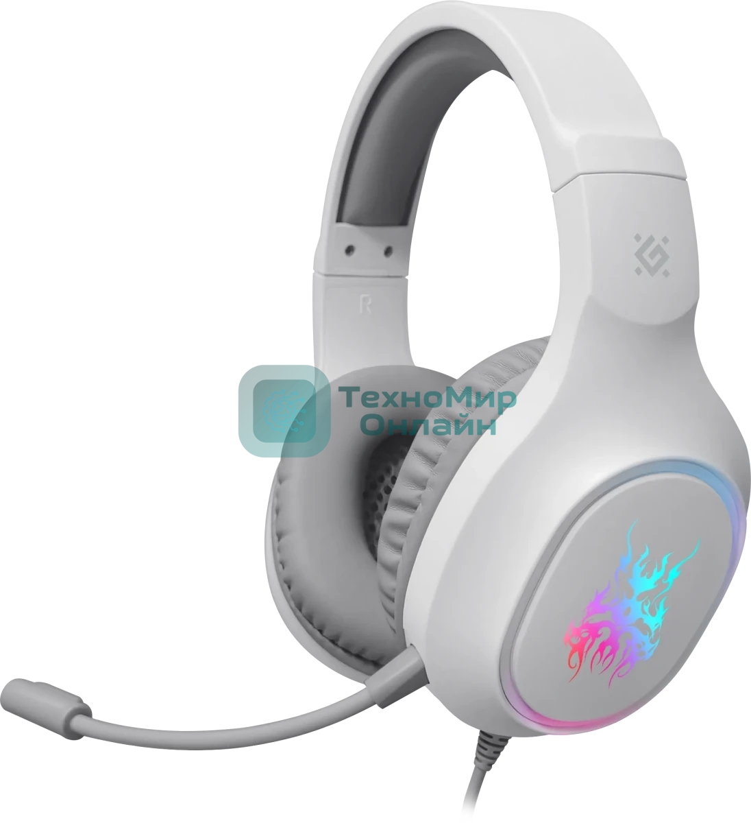 Гарнитура Defender Fury белый, проводная, подсветка