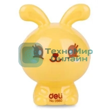 Точилка для карандашей ручная Deli Rabbit E0560, 1 отверстие, пластик, ассорти блистер