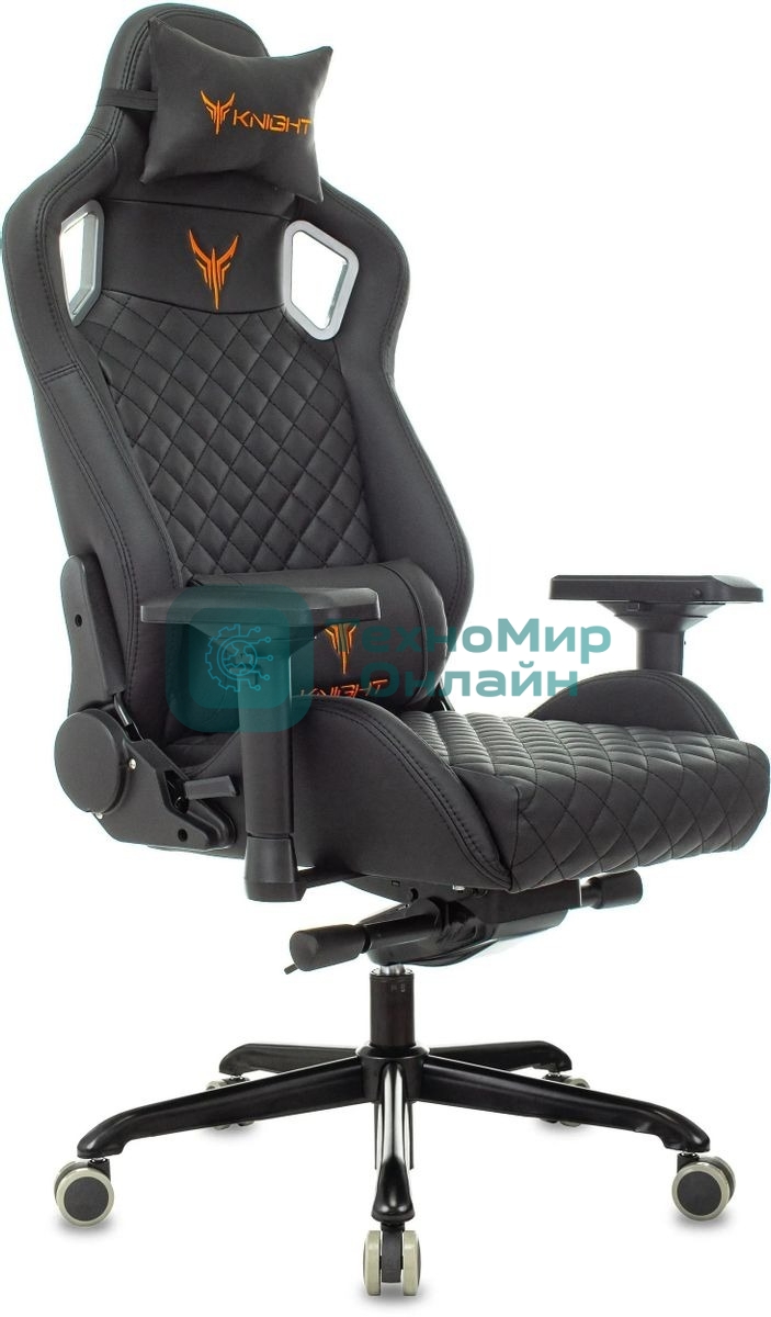 Кресло игровое Knight TITAN черный ромбик эко.кожа с подголов. крестовина металл