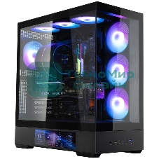 Компьютерный корпус ZALMAN P40 DS, ATX, черный, WINDOW, 9.1-inch LCD screen, 2xCombo(2.5” or 3.5”), 1x2.5”, 1xUSB TYPE-C, 2xUSB 3.0, SIDE 3x120мм ARGb, REAR 1x120мм ARGb