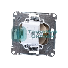 Механизм розетки 1-м СП AtlasDesign 16А IP20 с заземл. защ. шторки с крышкой шампань