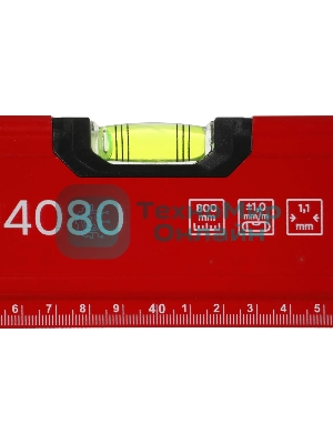 Уровень RGK U4080 пузырьковый 3глаз. магнит. красный