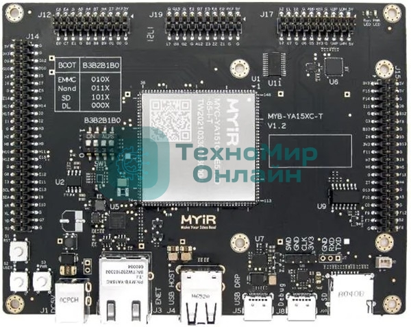 Плата разработки Myir MYD-YA151C-4E512D-65-I-T MYC-YA15XC-T CPU Module as Controller Board, ST STM32MP1 MPU based on 650MHz Single or Dual Arm Cortex-A7 and 209MHz Cortex-M4 Cores,256MB/512MB DDR3L, 256MB Nand Flash/4Gb eMMC, 32KB EEPROM, Power Management IC (PMIC)
