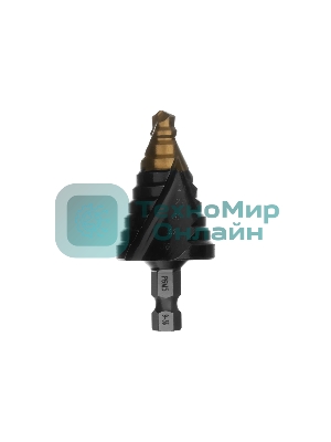 Сверло ступенчатое Denzel 9-12-15-18-21-24-27-30-33-36 мм, Р6М5, 6-гр. хвостовик