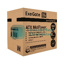 Компьютерный корпус Miditower ExeGate EVO-9211-500NPX (ATX, БП 500NPX с вент. 12см, с окном, 2хUSB+1хUSB3.0, HD аудио, черный, 1 вент. с RGb подсветкой)