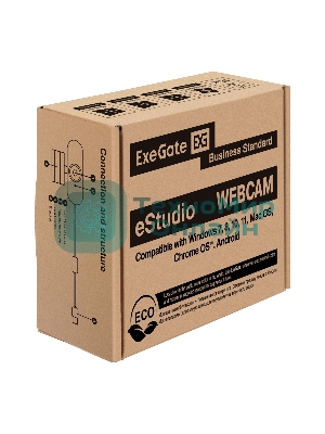 Веб-камера ExeGate eStudio EW-721 2560x1440, 30 кадр/с, USB Type-A, микрофон (2 шт, шумоподавление), автоматическая фокусировка, автоосвещение, универсальное крепление