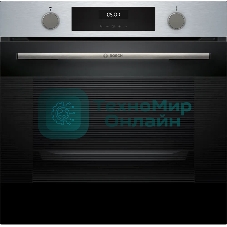 Духовой шкаф электрический Bosch HJA737BR0 Serie 4, 60 см, 76 л,нержавеющая сталь, Auto Pilot 10, 3D Hotair,класс энергоэффективности А, 7 режимов, LCD-дисплей, галогенное освещение, самоочистка EcoClean,проволочные направляющие
