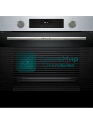 Духовой шкаф электрический Bosch HJA737BR0 Serie 4, 60 см, 76 л,нержавеющая сталь, Auto Pilot 10, 3D Hotair,класс энергоэффективности А, 7 режимов, LCD-дисплей, галогенное освещение, самоочистка EcoClean,проволочные направляющие
