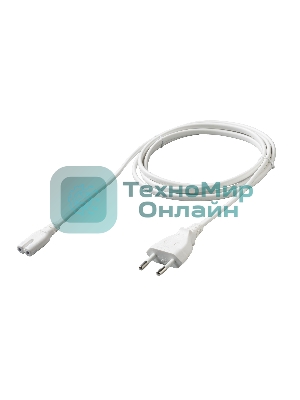 Кабель питания Cablexpert PC-184W-VDE-1.8М CEE 7/16-C7, 2x0.75мм2, 2.5А, VDE, 1.8м, белый, пакет