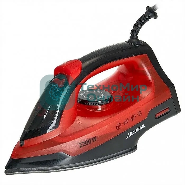 Утюг Аксинья КС-3004 черный с красным, 2200 Вт, 25 г/мин, 120 г/мин, 160 мл