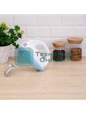 Миксер Maxwell MW-1360(W) Мощность 300 Вт.5 скорост. режимов.Номинальная потребляемая мощность 120 В