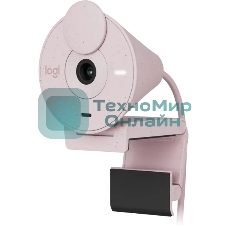 Веб-камера Logitech Brio 300 1920x1080, 30 кадр/с, USB Type-C, микрофон (шумоподавление), автоматическая фокусировка, автоосвещение, универсальное крепление розовый