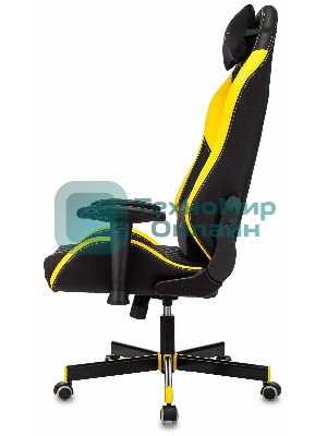 Кресло Knight Neon черный/желтый, экокожа, 120 кг, механизм качания