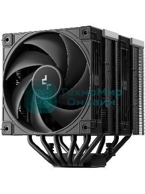 Кулер для процессора DEEPCOOL AK620 G2 LGA1851/1700/1200/115X/AM5/AM4 (8шт/кор, TDP 260W, PWM, DUAL Fan 120мм, 6 тепл. трубок, Copper Base, Wood-grain top cover, черный) RET (R-AK620G2-BKNNMN-GJD)