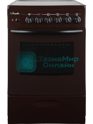 Плита электрическая Лысьва EF4004MK00 коричневый, конфорок 4 шт, духовка 57 л, 50 см x 84 см x 60 см (без крышки)