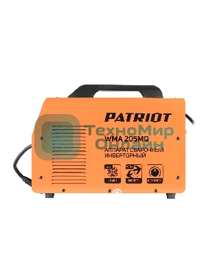 Полуавтомат сварочный инверторный PATRIOT WMA 205MQ MIG/MAG/MMA, полуавтоматическая сварка в среде газа (MIG/MAG) стальной и флюсовой проволокой 0.6/0.8 мм, сварка электродом (MMA) до 4мм, сварочный ток в режиме MIG: 40-200А; сварочный ток в режиме MMA: 40-200А; ПВ при макс. токе: 60%