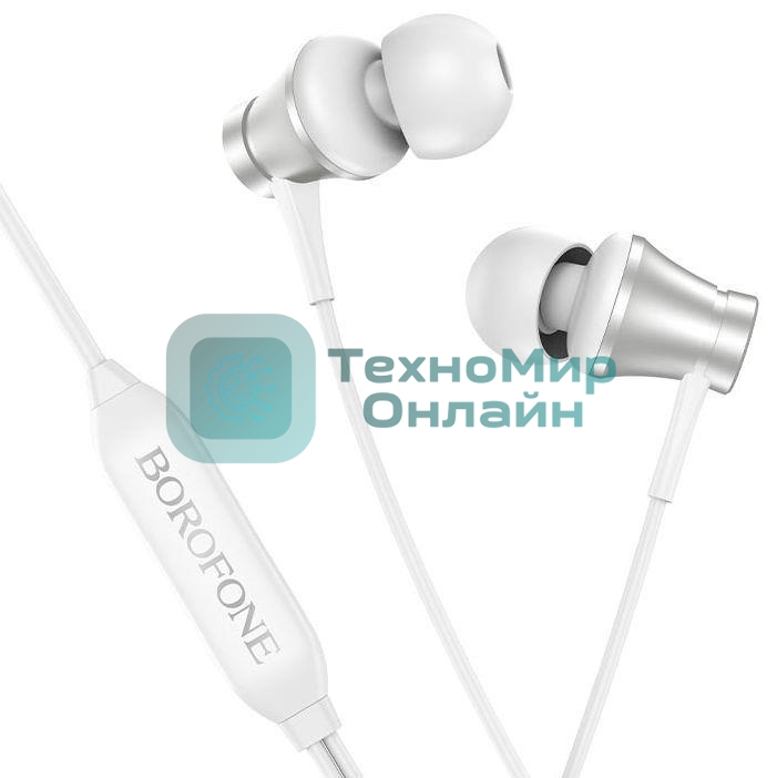 Проводные наушники Borofone BM73 серебристый, внутриканальные, Jack 3.5 мм