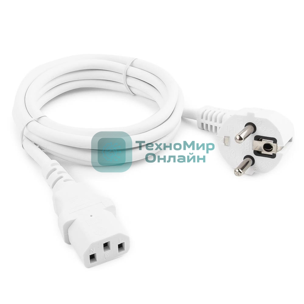 Кабель питания Cablexpert PC-186W Schuko-C13, 3x0.5мм2, 6A, с заземлением, 1.8м, белый, пакет