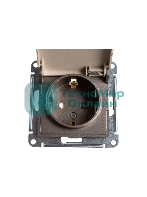 Механизм розетки 1-м СП AtlasDesign 16А IP20 с заземл. защ. шторки с крышкой шампань