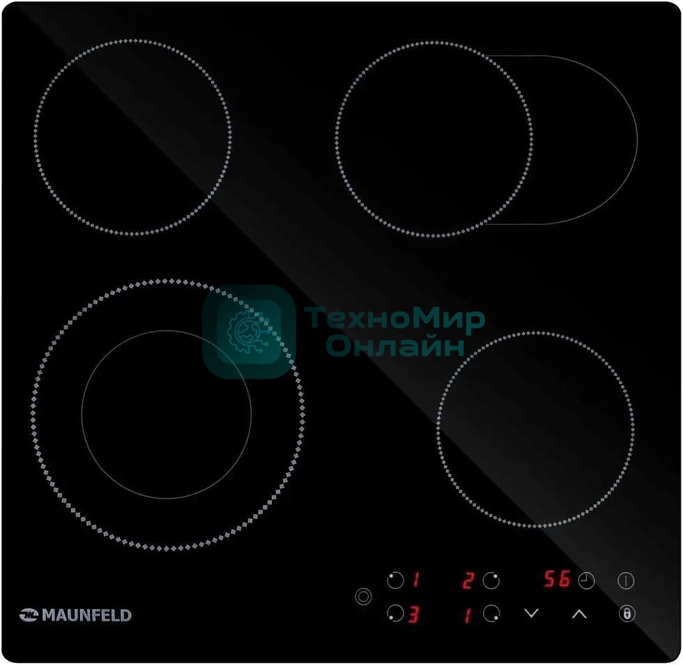 Электрическая варочная панель Maunfeld EVCE594SMDPBK, конфорок: 4 шт., стеклокерамика, независимая, черный