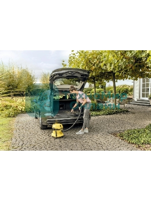 Строительный пылесос Karcher WD 2 Plus V-12/4/18 желтый, 1000 Вт, уборка сухая/сбор воды, пылесборник мешок/контейнер, 12 л