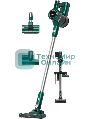 Пылесос вертикальный Haier HVC400HE зеленый, питание от аккумулятора, 400 Вт, уборка сухая, пылесборник 0.8 л